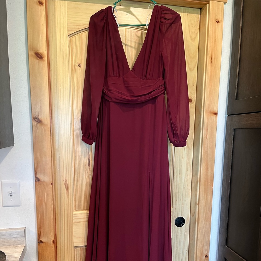 Lulus Love You So Burgundy Long Sleeve Dress
